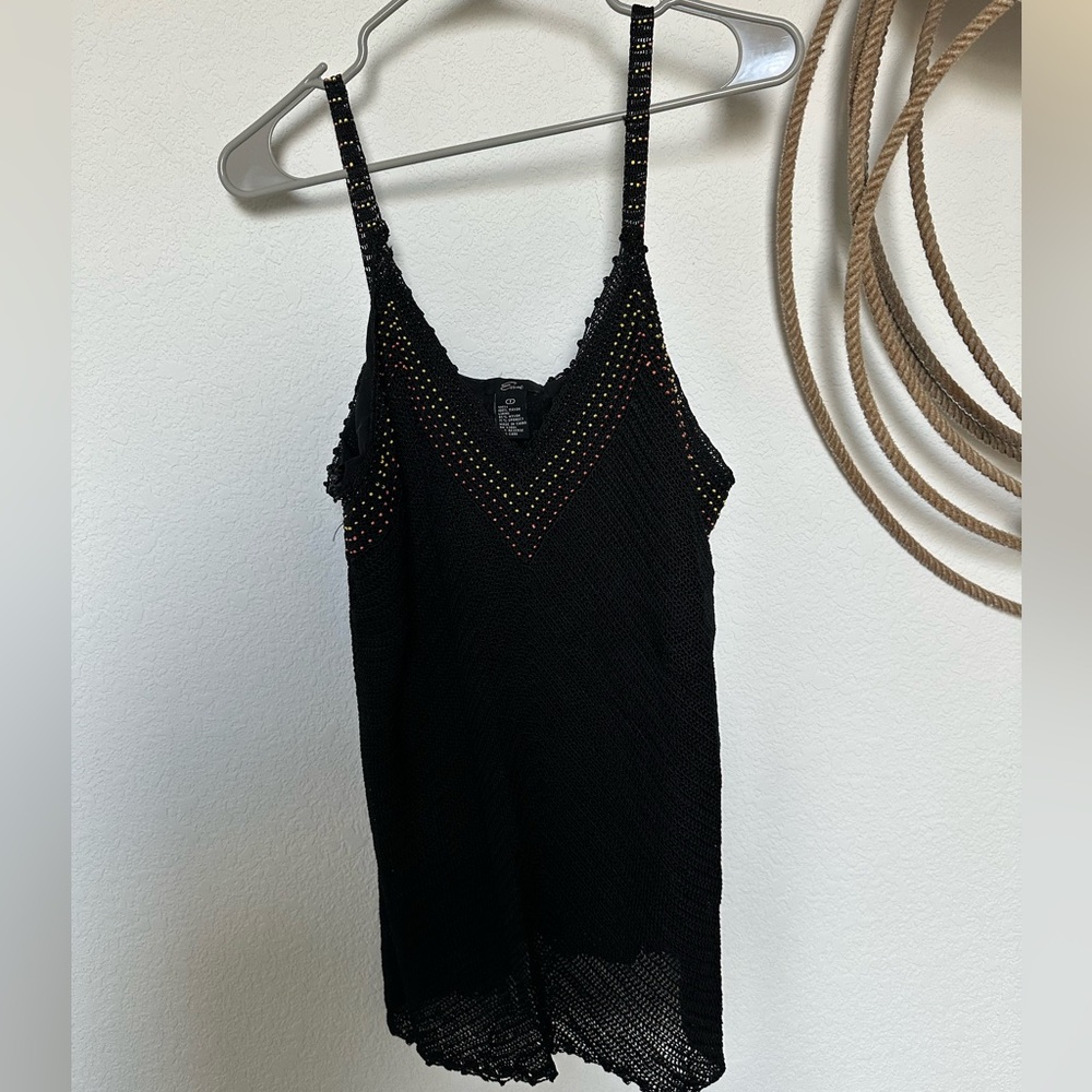 ✨ Vintage Y2K Emme Black Beaded Knit Cami Tank Top